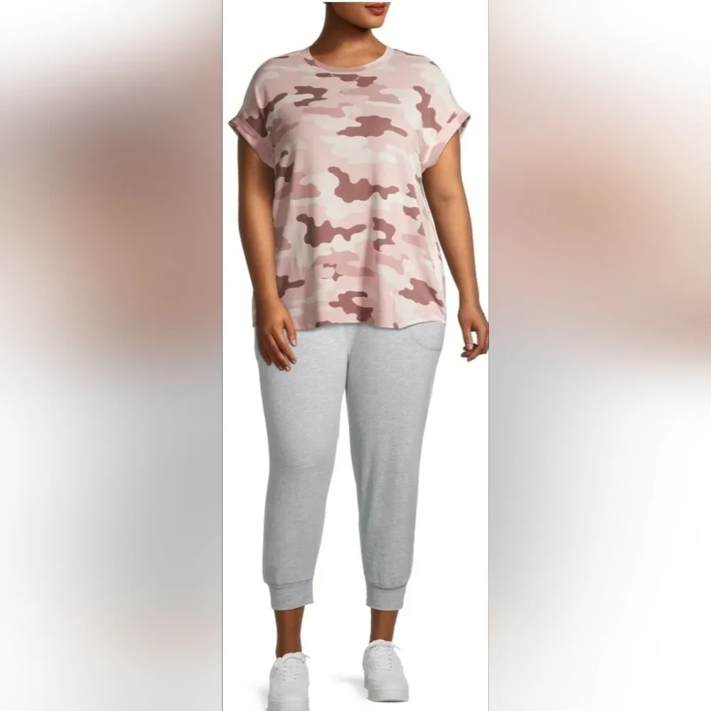 Como Blu‎ Women's Plus Size Blouse Super Soft Camo pink Short Sleeve top Size 1X - Picture 3 of 6